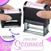 Bertiveny Scanned-Stamps Self Inking Custom Scanned Stamp with Date Self-Inking Scanned Rubber Stamp Personailed for Business Supplies,Office Stamps for Scanned,Pink