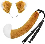 Fox Tail,Faux Fur Fox Tail Fancy Dress Halloween Cosplay Adjustable Furry Fox Tail Costume for Adult,Party ﻿