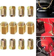 Sumjig 12 PCS Car 3/16" Brake Pipe Fitting Set, 3/8" 24 Threaded Brake Fitting Replacement, Brass Rust-proof and Durable Inverted Flare Brake Line Unions with Nut, Universal for Cars (Gold)