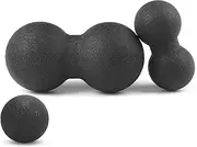 3 PCS Massage Lacrosse and Peanut Ball Set, 3-in-1 Sizes Fascia Ball for Full-Body Muscle Relief, Trigger Point Therapy, Deep Tissue Massage for Back, Feet, Neck, Psoas & Thoracic Spine (Black)