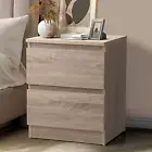 Bed Side Table with 2 Drawers Wood Bedside Table Side End Table