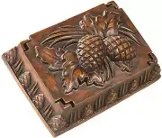Box MOUNTAIN Lodge Acorns Pinecone Resin Hand-Cast Hand-Painted Painted