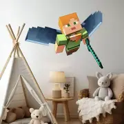 Minecraft Wall Decals - Soaring with a Sword Wall Stickers for Kids Room, Boys