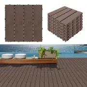 27 Pcs Plastic Interlocking Deck Tiles 12" x 12" Waterproof Patio Decking Til...