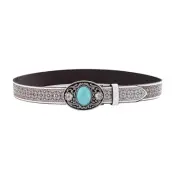 Universal Western Waist Belt with Turquoise Buckle Adjustable Waist Belt