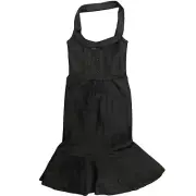 $1650 Dsquared2 Black Halter Bustier Corset Fit & Flair Trumpet Hem Dress 42 6 4