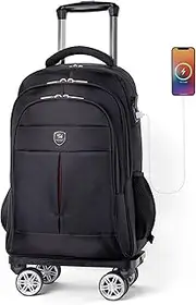 diwolor 35L Multi-Scene Detachable Handle Travel Rolling Backpack Airline Approved,360° Rotating Fit 15.6 Inch Laptop College Backpack With 4 Wheels,Carry on Luggage, black, 18 Inches, Rolling