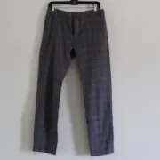 NWT Bonpoint Felix Wool Checkered Gray Red Blue Plaid Dress Pant Straight Leg 14