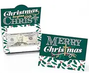 Big Dot of Happiness Religious Christmas - Merry Christmas Cross Money and Gift Card Holders - Set of 8