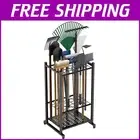 Compact Yard Tool Storage Rack for 35 Tools - Steel Organizer for Garage & Shed