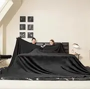 COOVA Oversized King Fleece Blanket 120x120 inches, Soft Cozy Warm Giant Extra Large 10'x10' Blanket for Bed, Sofa, Couch,Travel, Camping, California Huge Flannel Big Throw Blanket, Black