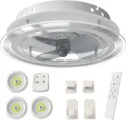 RIVCOIM Bladeless Ceiling Fan – White 19.68 IN X 4.5 IN, Tri-Color TemperatureST