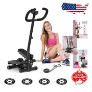 Adjustable Mini Stepper with Resistance Bands - 330 lb Capacity Home Fitness