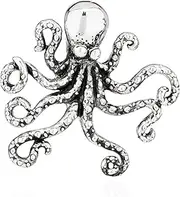 [NKlaus] 43 x 45 mm Octopus Pendant Large 925 Silver 3D Maritime Amulet in Brooch Shape 15801, Sterling Silver