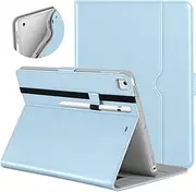 [DTTO] for iPad 9.7 Inch 5th/6th Generation 2018/2017 Case with Apple Pencil Holder, Premium Leather Folio Stand Cover Case for Apple iPad 9.7 inch, Also Fit iPad Pro 9.7/Air 2/Air - Ice Blue