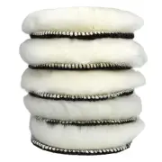 5 Pcs 5 Inch Lambs Wool Polishing Pads with Hook and Loop Back, Soft Sheepski...