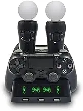 PS4 Controller Charger, Multi-Functional Dual USB Charging Dock PS4 Controller Charging Station with Green and Red Indicator Light for PS4/ PS4 Move/ PS4 VR Controller.