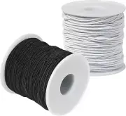 Elastic Bracelet String - 2 Rolls, 1.2MM, 109 Yards, Black and White