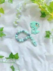Dino Adult Baby Silicone Teether Sensory Beads Clip