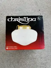 Vintage UL Christina Flush Mount Milk Glass Ceiling Light Fixture White Brass
