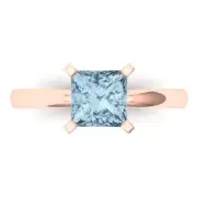 1.5 ct Princess Cut Gemstone Solitaire Promise Ring Rose Gold, Anniversary Gift