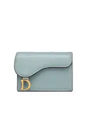 Dior Saddle Flap Card Holder in Cloud Blue