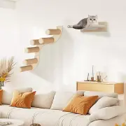 MeowHomm Cat Hammock for Wall, Cat Beds and Perches with 6 Cat Wall Steps Woo...