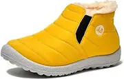 [SiLted] Boys Girls Warm Mid Calf Winter Boot Knitted Fur Lined Snow Boots Newborn Baby Cotton Sole Slip On Waterproof Anti-Collision Hiking Booties (Color : Yellow, Size : 11.5 US Little Child)