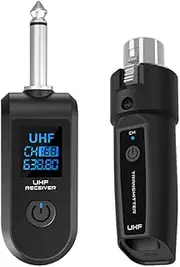 Wireless Microphone Converter Rechargeable XLR Transmitter and Receiver Microphones Wired to Wireless System for Audio Mixer Dynamic Mic Electric Guitar Bass