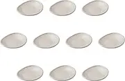 Set of 10, Egg-Shaped Multi-Purpose Plates (White) 7.5 x 6.7 x 1.2 inches (19 x 17 x 3 cm) | Setomonohonpo