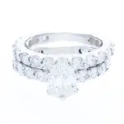 GIA Certified Diamond Bridal Set 3.50 CT Pear Shape 18k White Gold