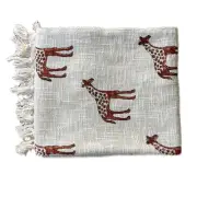 Bohemian Hand Block Giraffe Printed Cotton Bedding Throw Blanket