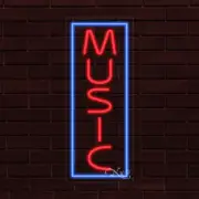 NEW "MUSIC" w/BORDER VERTICAL 30x12x1 INCH LED FLEX WINDOW INDOOR SIGN 31007