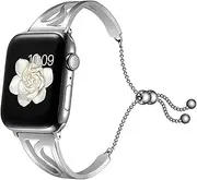 QANXGOG Stainless Steel Watch Bands Compatible with Apple Watch 49mm 45mm 44mm 42mm 41mm 40mm 38mm iWatch Ultra SE2 SE Series 8 7 6 5, Dressy ​Bangle Bracelet for Women
