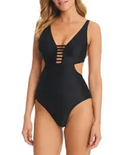 Red Carter Shine Solids Strappy Swimsuit