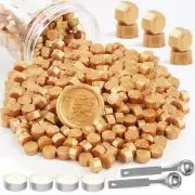 Gold Wax Sealing Beads, 400 PCS Metallic Gold Octagon Wax Seal Beads Kits for W