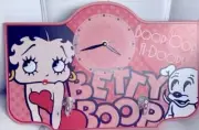 Betty Boop Pink Wall Hanging Clock With 2 Hooks -NRFP-Cute Piece!