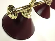 Pool Snooker Billiard Table Lighting - LARGE Brass Light (4 x Burgundy Shades)