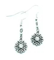 Brighton Arctica Snowflake Crystal Center Dangle Bead Holiday Silver Earrings