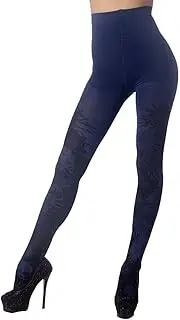 [iB-iP] Women's Opaque Fairview Daisy Patterned Footed Thick Seam Pantyhose Tights