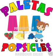 Paletas Popsicles Popsicle Fruit Concession Cart Food Truck Van Decal 14" Menu