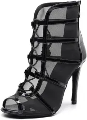 YKXLM Latin Dance Boots Salsa Bachata Performance Women Ballroom Lace-up...