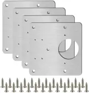 4 Pieces Hinge Repair Plate Stainless Steel Hinge Repair Brackets Kit