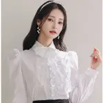 [HIDIVA.OFFICIAL] 韓國品牌/T4213 MULIN FRILL BLOUSE (胸針套裝) /日常基本