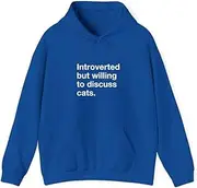 [X.Style] Introverted But Willing to Discuss Cats Cat Quote ds011 Hoodie Royal L