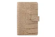 Filofax Classic Crocodile Leather Personal Compact Organiser Log Planner Fawn