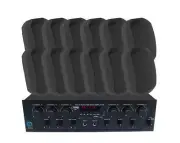 Bluetooth Amplifier + 12x6.5" Outdoor Wall Speakers Cafe 176C+6xWTP660BLK