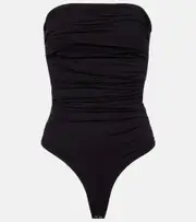 [Agolde] Agolde Gwyneth ruched open-back bodysuit AU 12 black