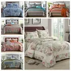 100% Cotton Bohemian Floral Coverlet Bedspread Set Queen King Size Patchwork Bed