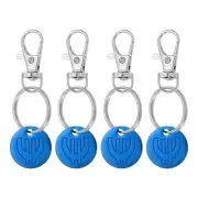 4Pcs Shopping Trolley Token Key Ring, Round Label Keychains, Blue